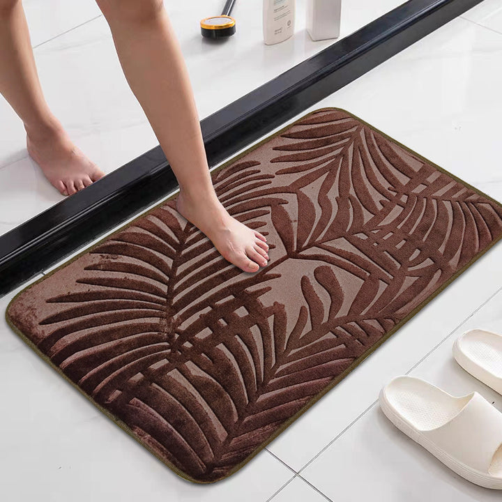Tropical Leaf Design Memory Foam Bath Mat Kalsten