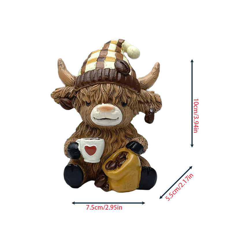 Decorative figure of a Highland cow with accessories Kalsten
