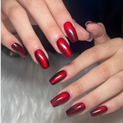 Glossy Deep Red Press-On Nails Kalsten