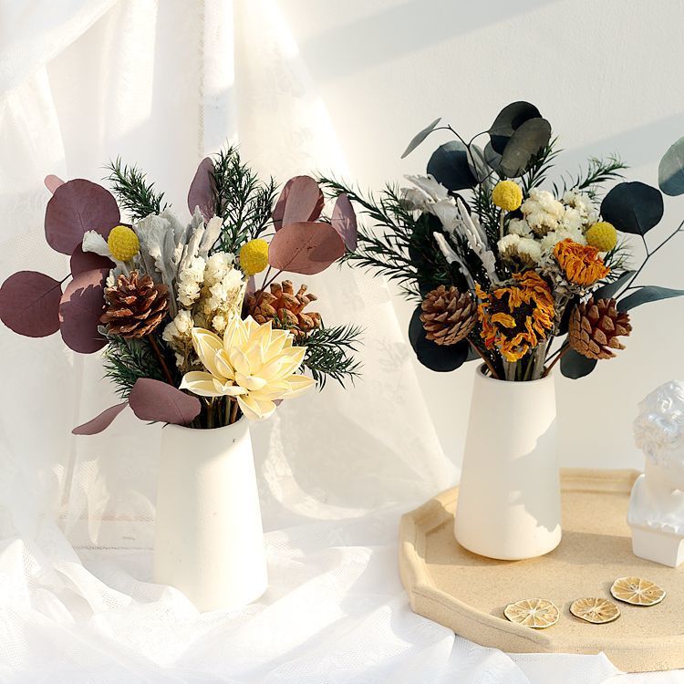 Dried Floral Arrangement with Pinecones and Natural Accents