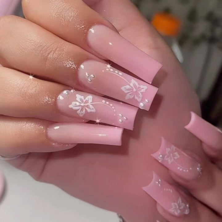 Floral Glitter Nail Extensions Kalsten