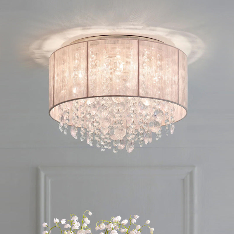 Elegant Crystal Drum Flush Mount Light