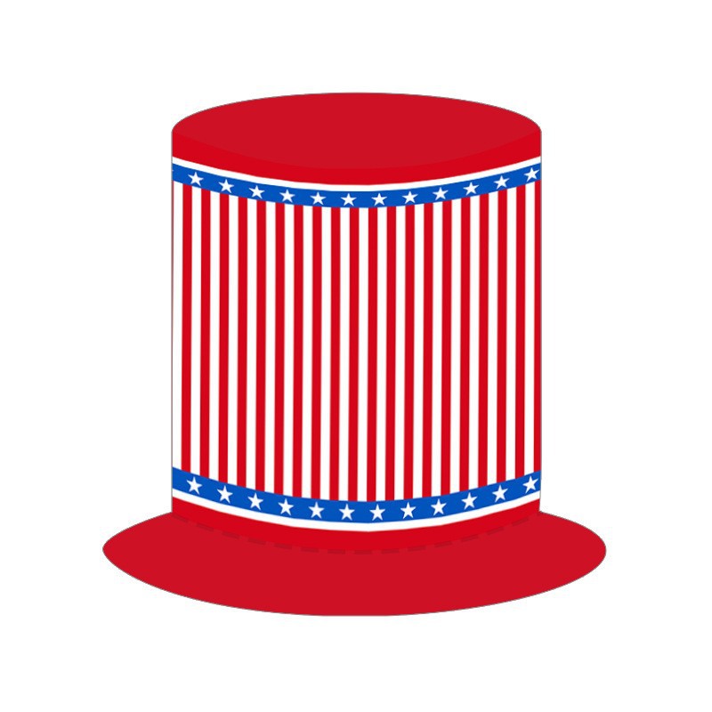 Unisex nan more patriotic party top hat with stars and stripes motif made of lightweight felt Kalsten