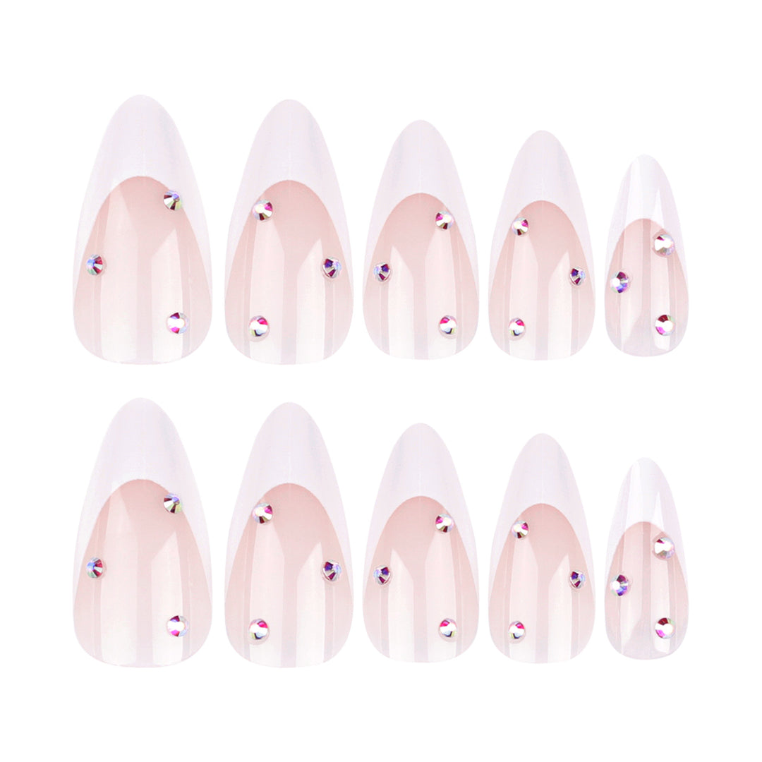 Nail kit with elegant French tips and sparkling accents Kalsten