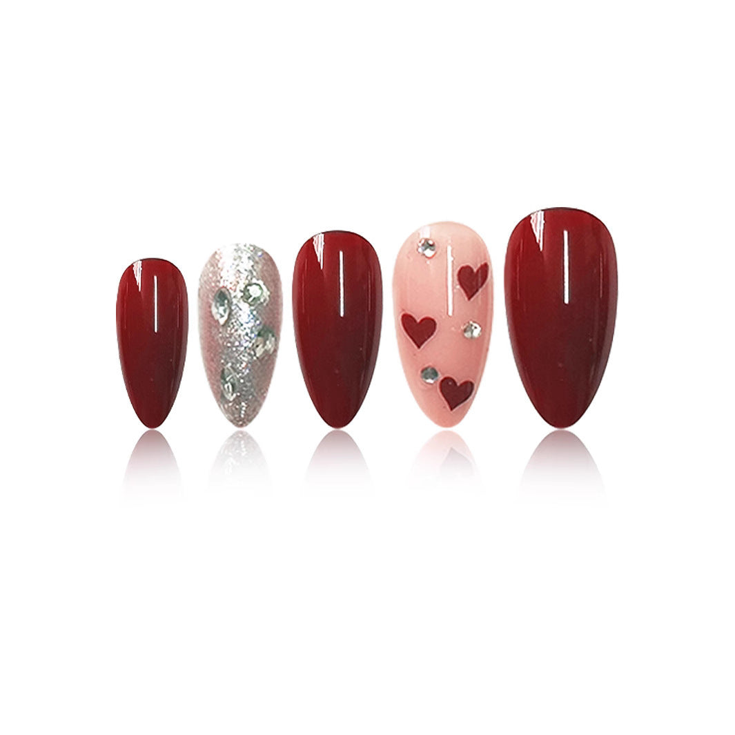 Elegant Heart-Themed Press-On Nail Set Kalsten