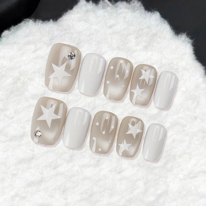 Decorative Press-On Nail Set with Star and Bow Designs Kalsten