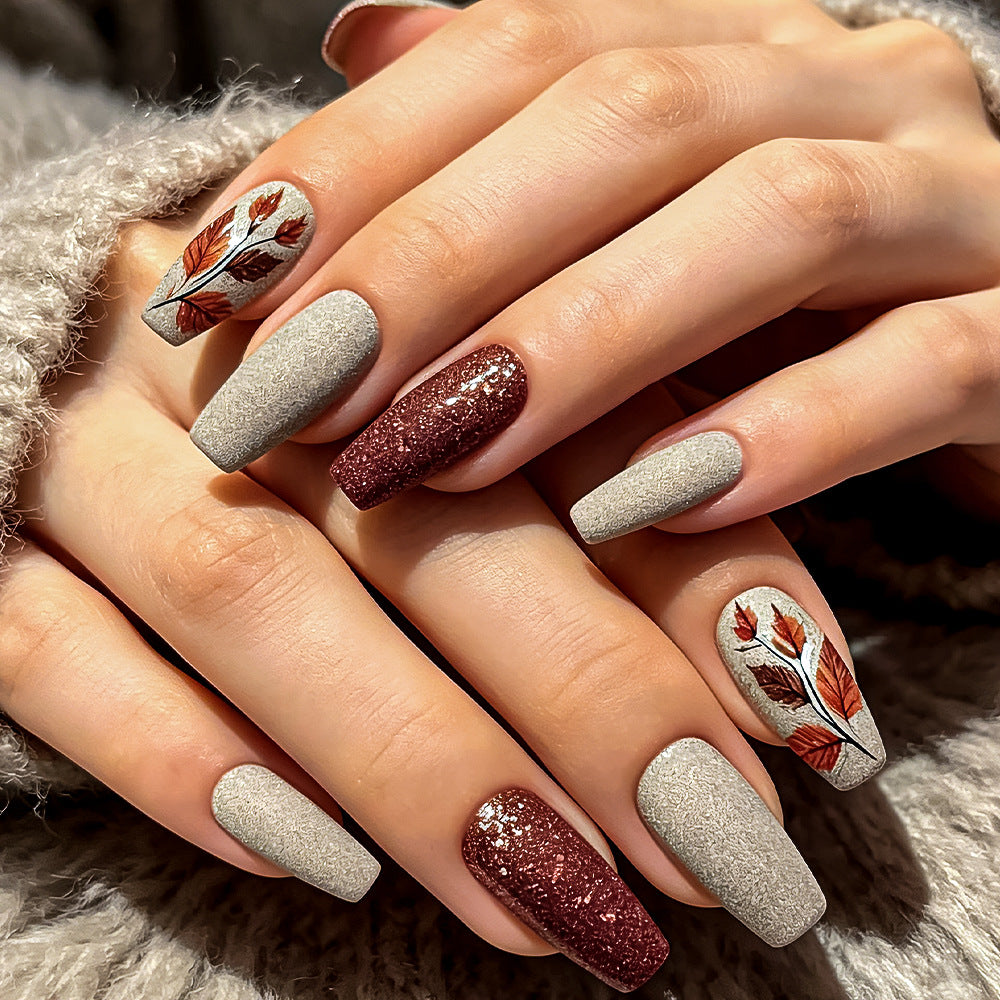 Autumn-Themed Decorative Press-On Nails Kalsten