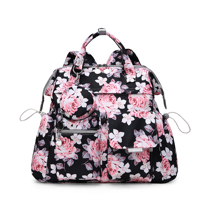 Multi-Pocket Floral Design Backpack Kalsten