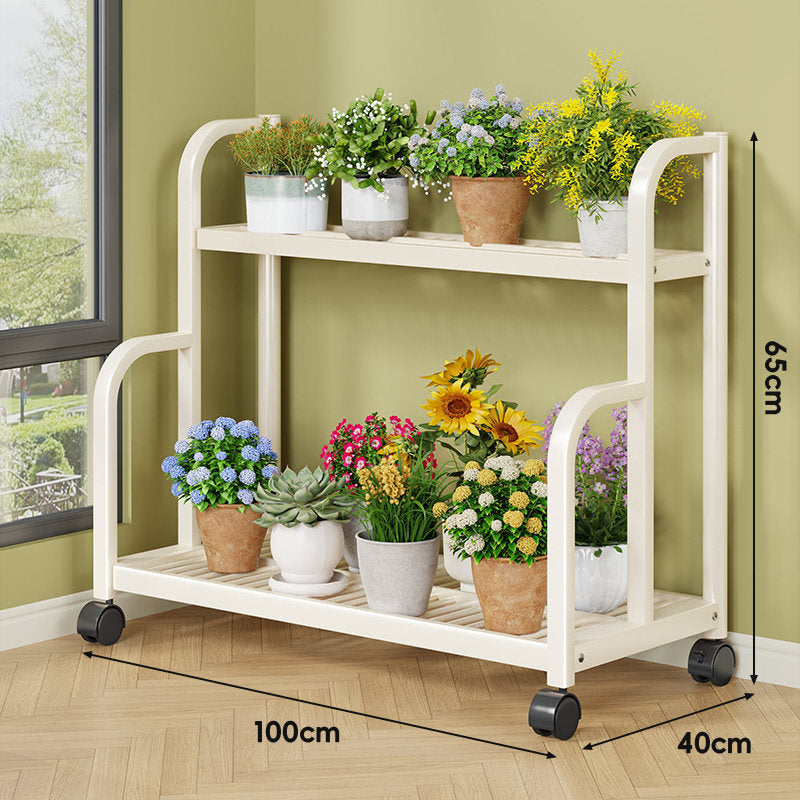Three-Tier Rolling Metal Plant Display Shelf