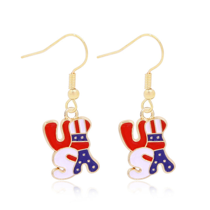 Women's star-shaped enamel earrings with USA flag motif and gold-plated fish Kalsten