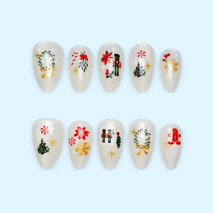 Artificial nails with festive Christmas designs Kalsten