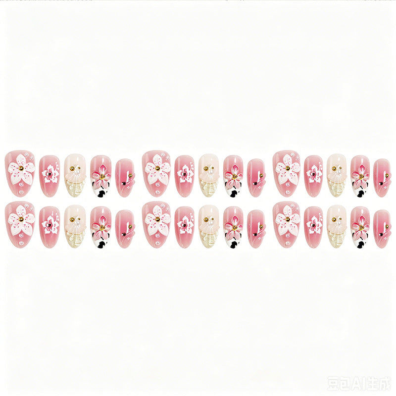 Artificial nail set with elegant floral accents Kalsten