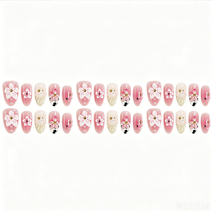 Artificial nail set with elegant floral accents Kalsten
