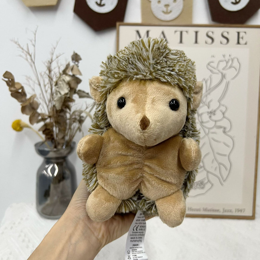 Plush Hedgehog Hand Puppet with Soft Fur and Embroidered Details