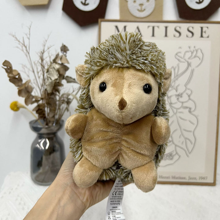 Plush Hedgehog Hand Puppet with Soft Fur and Embroidered Details