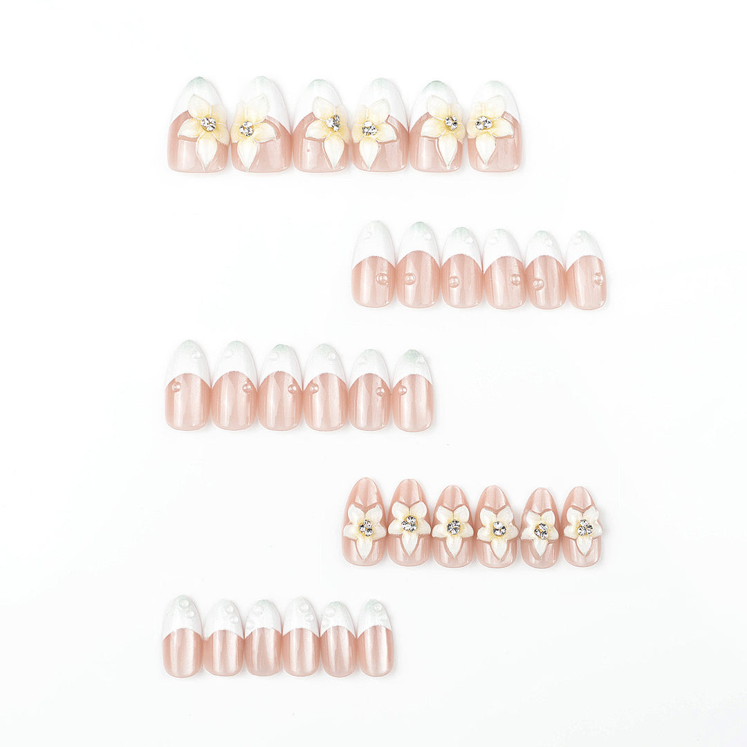 Premium Decorative Press-On Nail Set with Floral Accents Kalsten