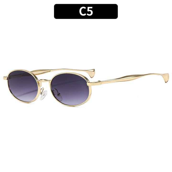 Chic Gold-Toned Oval Sunglasses