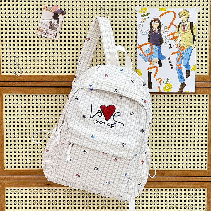 Embroidered Heart-Themed Casual Backpack Kalsten