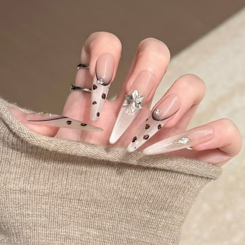 Artistic Stiletto Press-On Nails with Gemstone and Decorative Accents Kalsten
