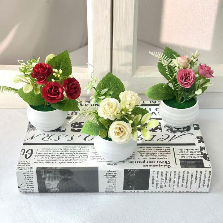 Lifelike Floral Arrangement in Decorative Pot for Home Decor