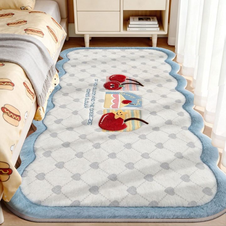 Plush Playful Bunny and Mushroom Area Rug
