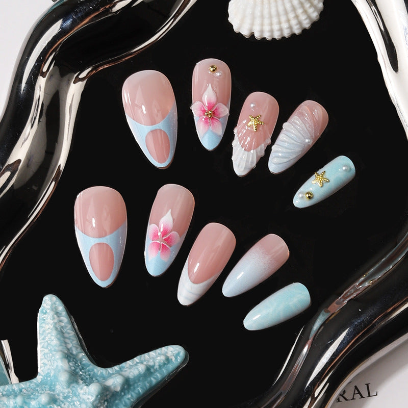 Artistic Sea-Inspired Press-On Nail Set Kalsten