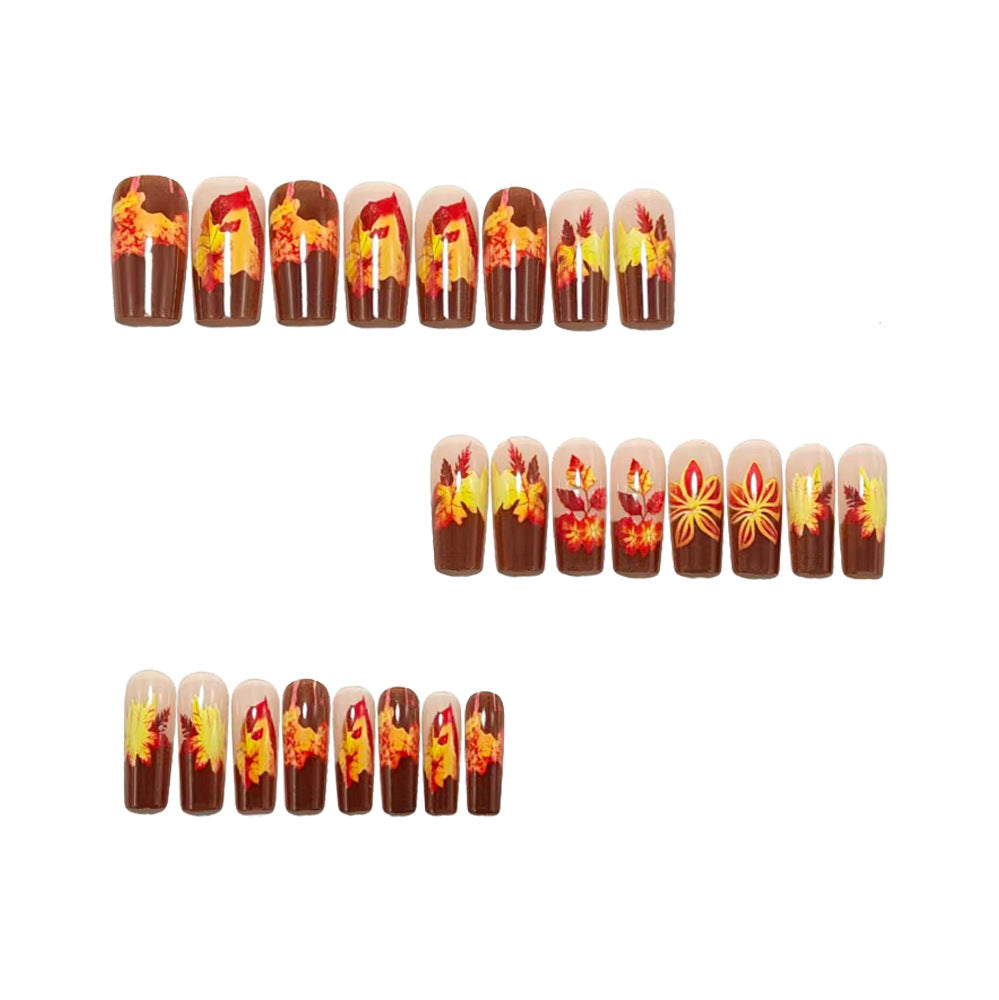 Artificial nails with autumn floral and leaf design Kalsten
