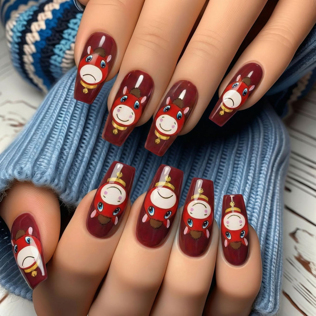 Artificial nails with playful horse motif Kalsten