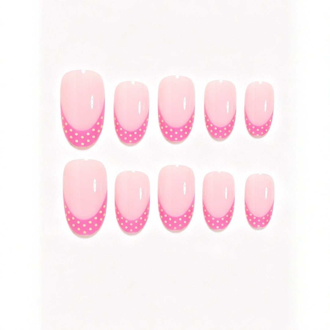 Artistic Polka Dot French Tip Nail Set Kalsten