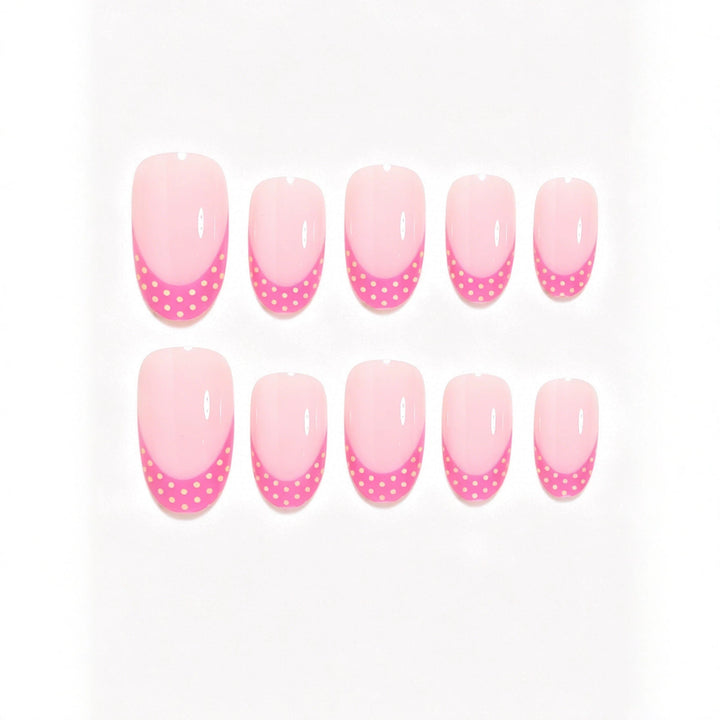 Artistic Polka Dot French Tip Nail Set Kalsten
