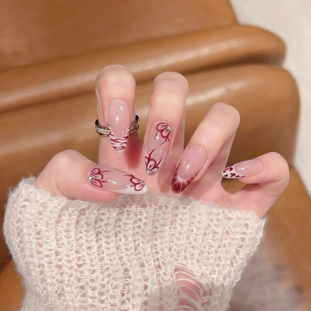 Artistic Floral Press-On Nail Design Set Kalsten