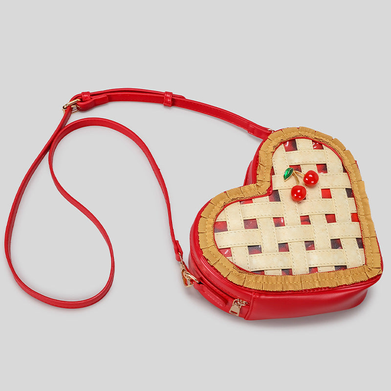 Heart-Shaped Woven Crossbody Bag