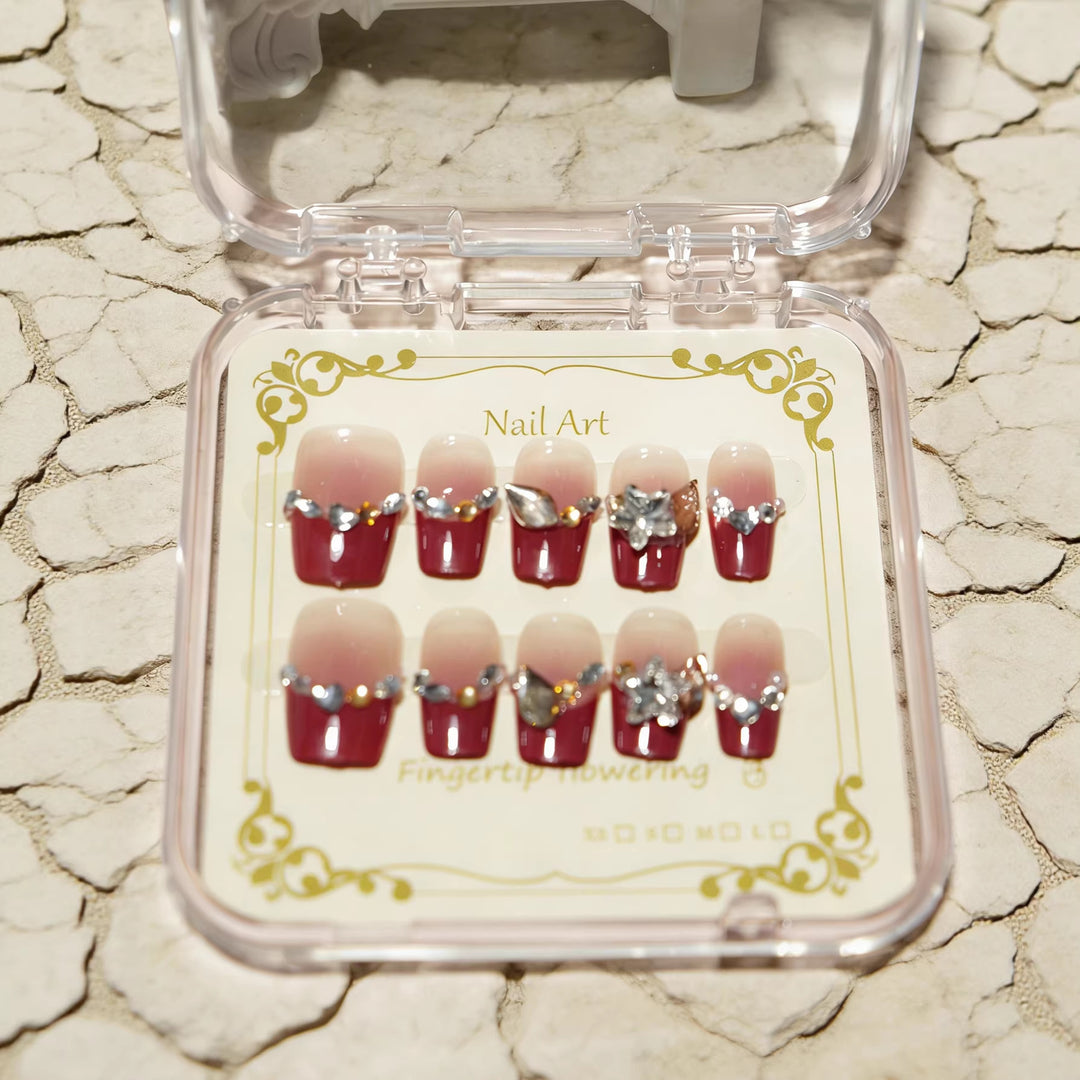 Decorative Rhinestone-Embellished Press-On Nail Tips Kalsten