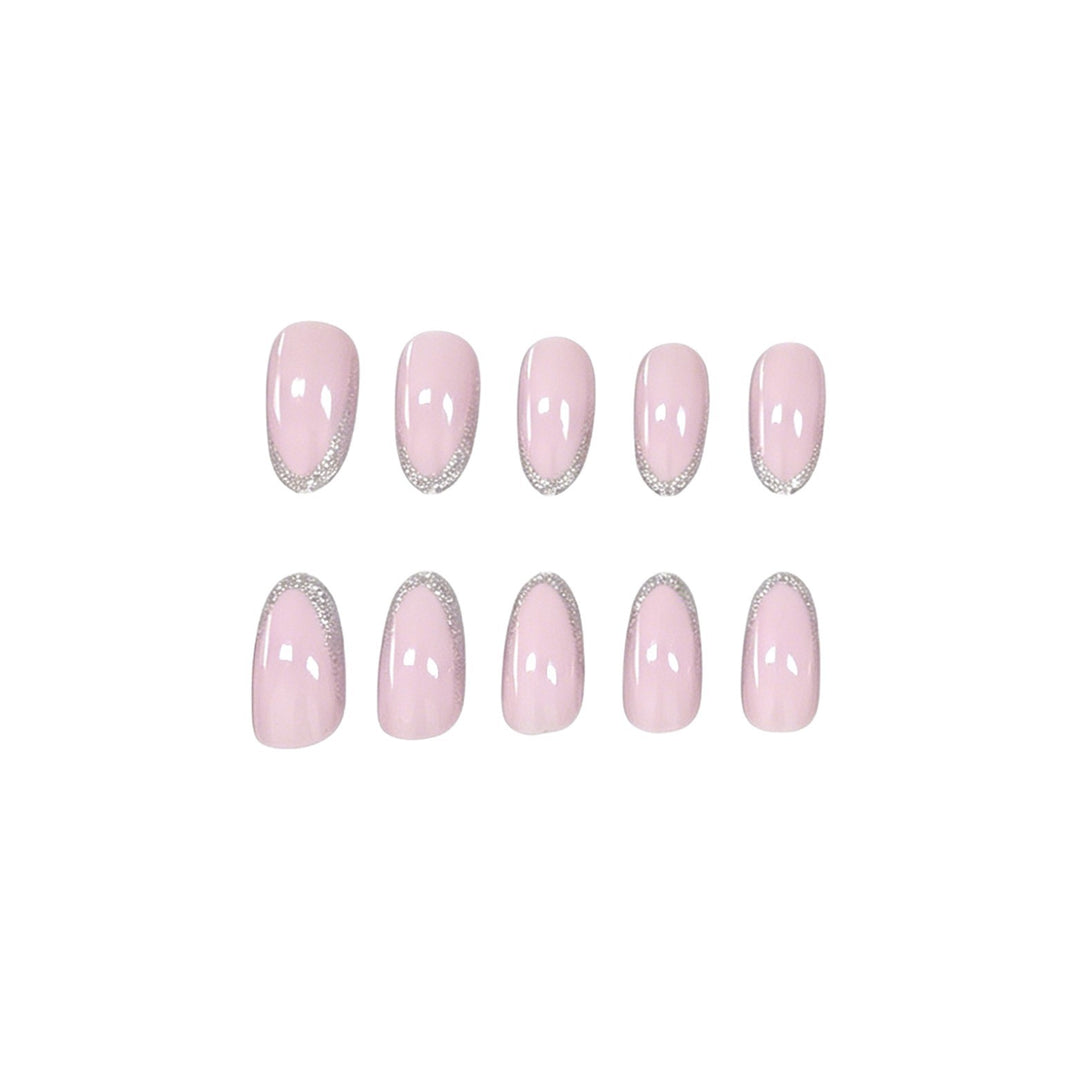 Elegant Glitter-Trimmed Gel Nail Enhancements Kalsten