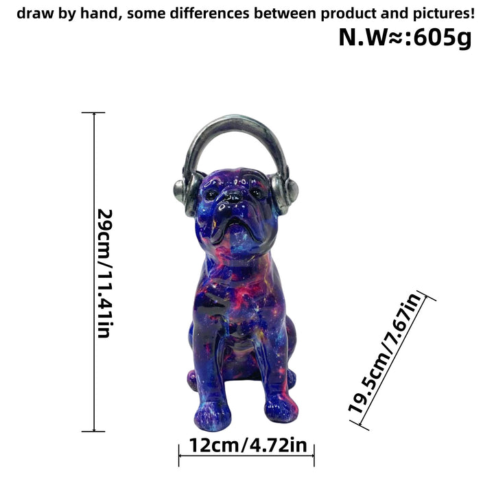 Creative Bulldog Sculpture with Headphones Kalsten