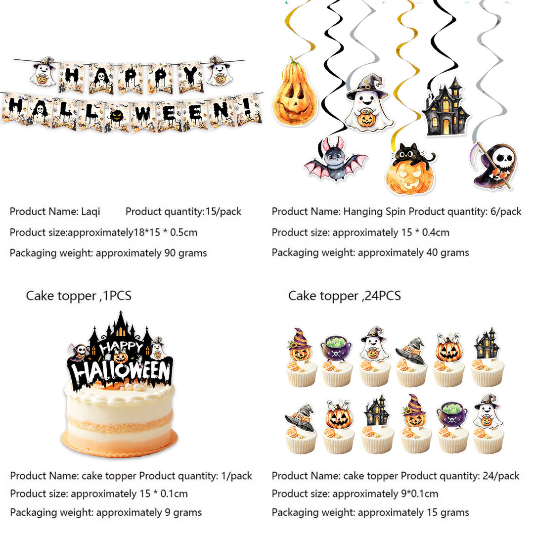 Paper Napkin Set with Halloween Motifs and Detailed Print for Party Decoration