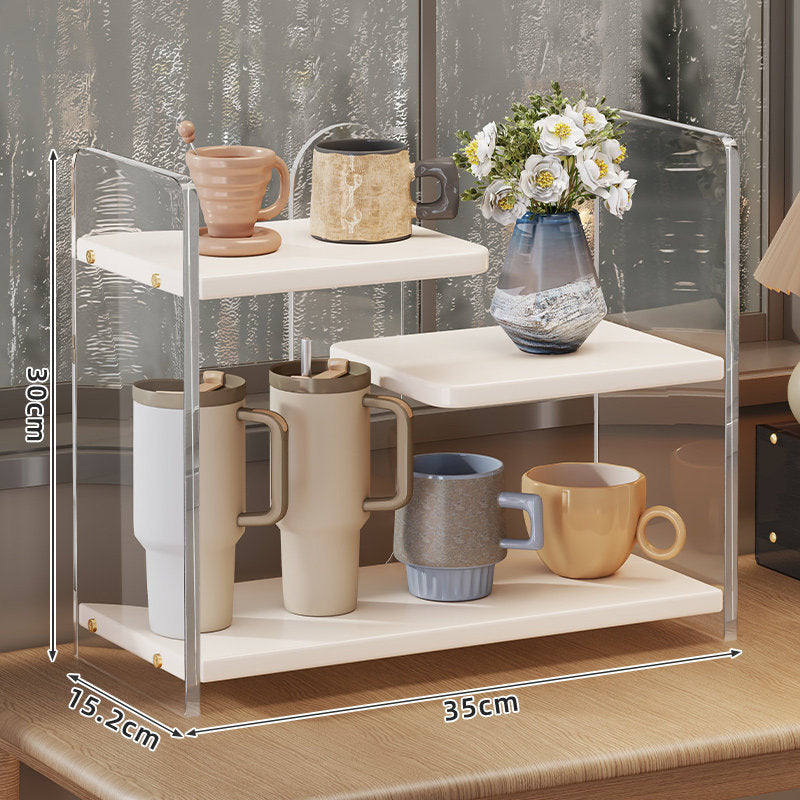Compact Two-Tier Acrylic Countertop Cup & Mug Organizer