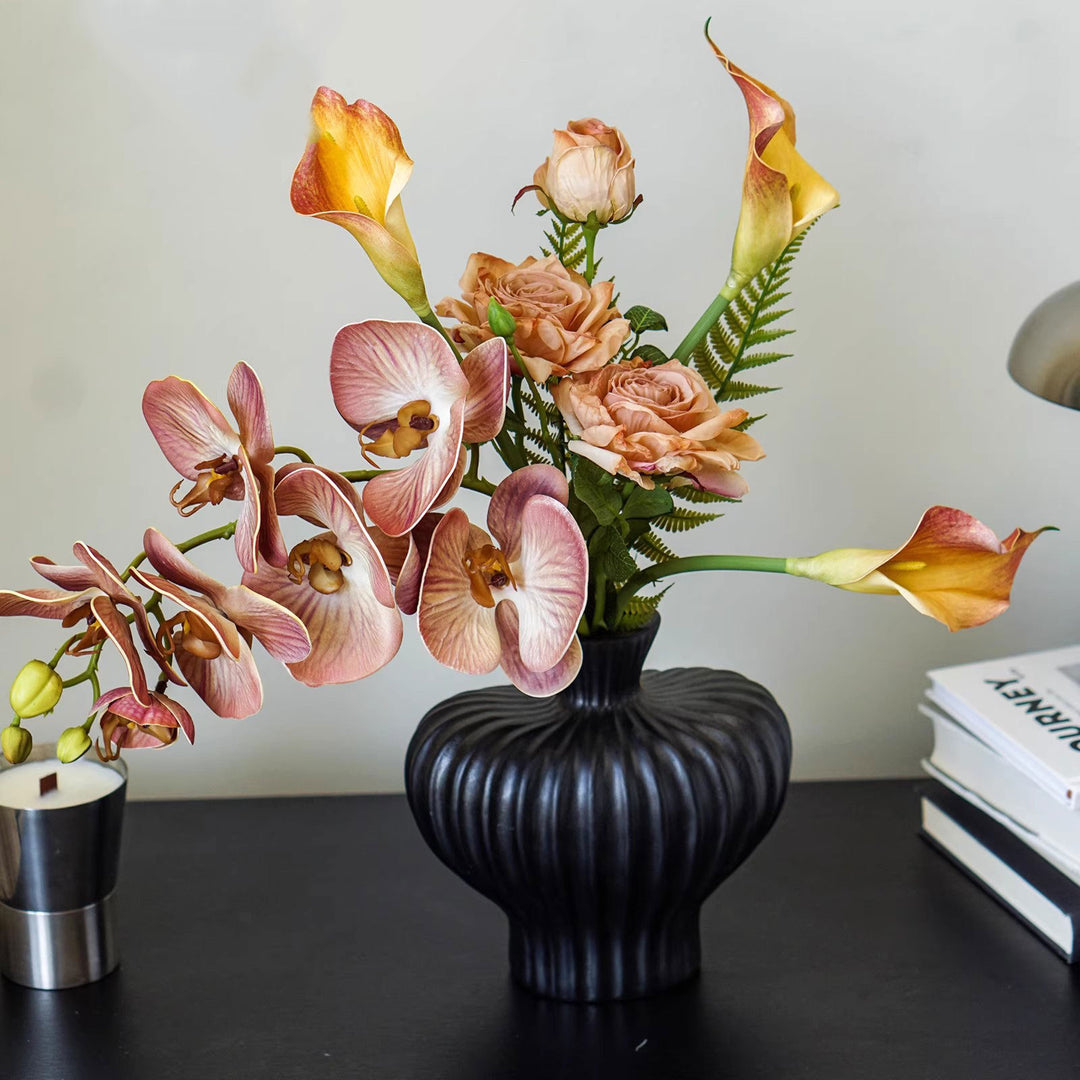 Decorative Ribbed Ceramic Vase