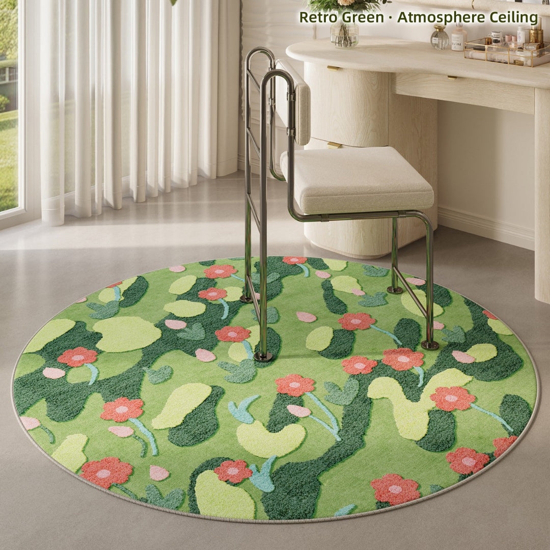 Floral Patterned Round Area Rug