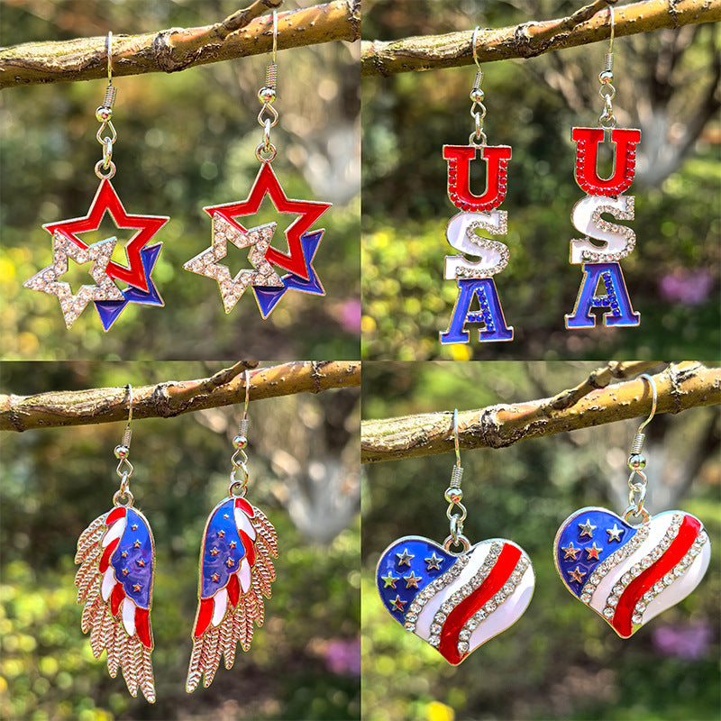Women's hanging star earrings with enamel and crystal embellishments Kalsten