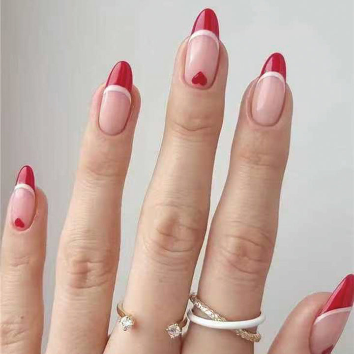 Heart-Design French Tip Press-On Nails Kalsten