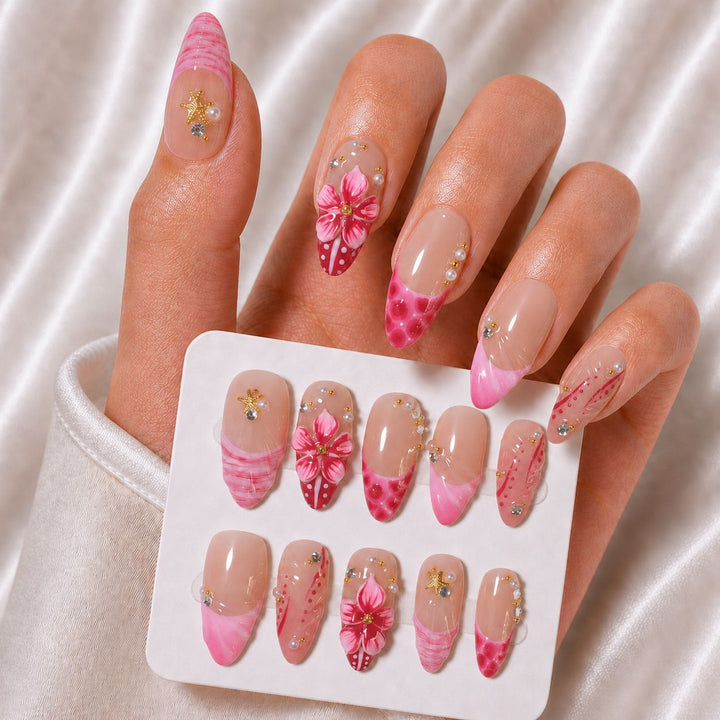Decorative Floral Press-On Nail Art Kalsten