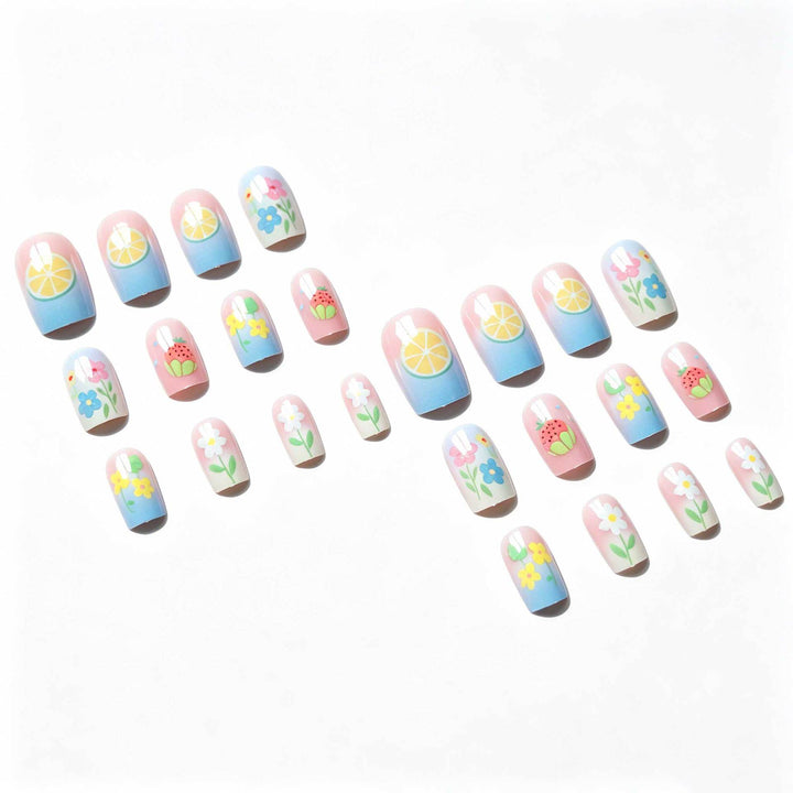 Whimsical Fruit and Floral Nail Art