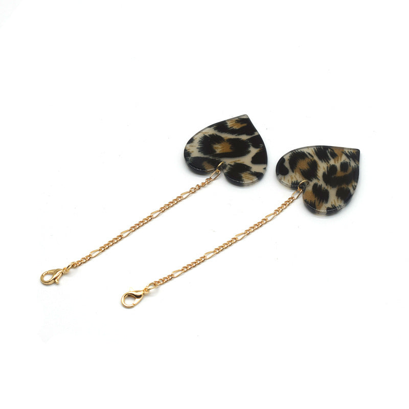 Heart-Shaped Dangle Earrings with Golden Chain Kalsten