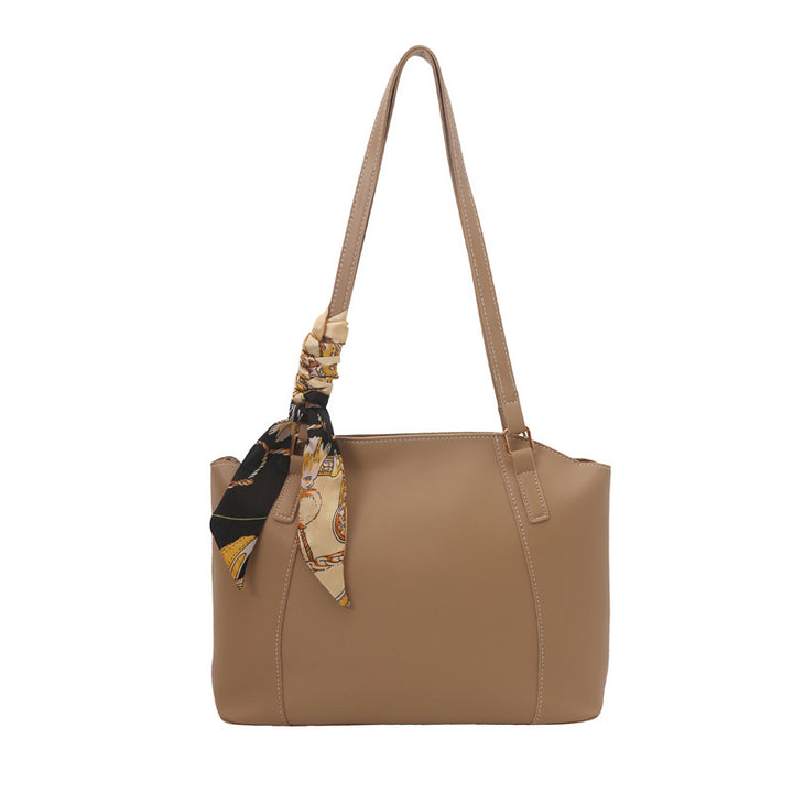 Stylish Tote Handbag with Decorative Scarf