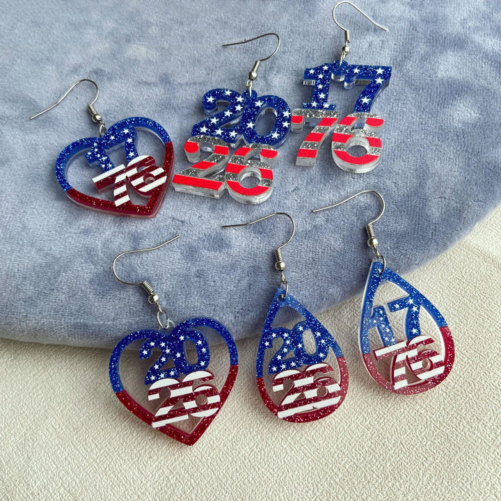 Women's eye-catching acrylic number earrings with sparkling star and stripe pendants Kalsten