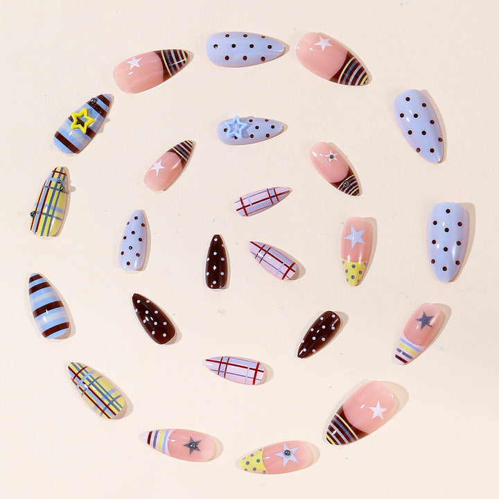 Decorative Stiletto Nail Art with Star Accents Kalsten