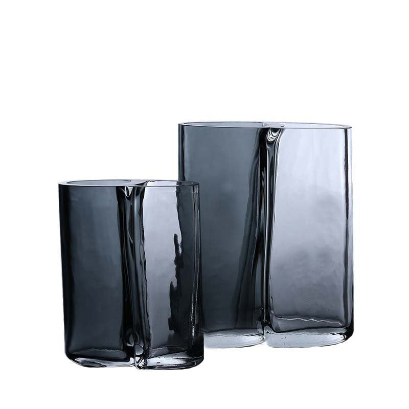 Handblown Sculptural Double-Chamber Contemporary Glass Vase Kalsten
