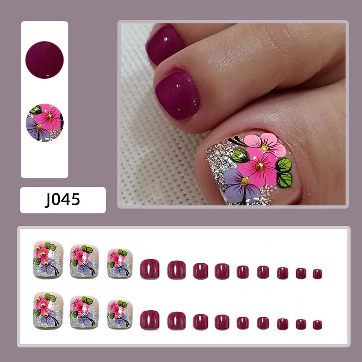 Artificial nails with floral designs and glitter effects Kalsten