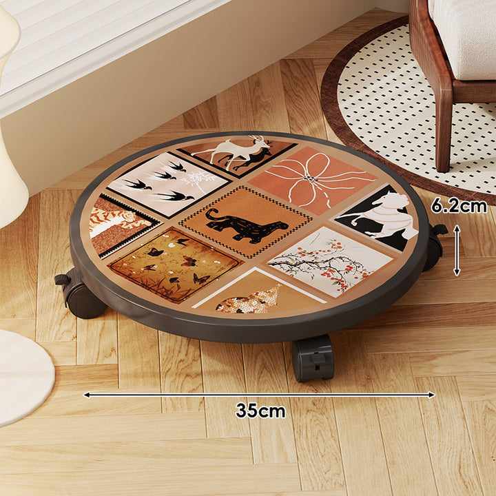 Round Decorative Rolling Plant Dolly with Locking Swivel Casters